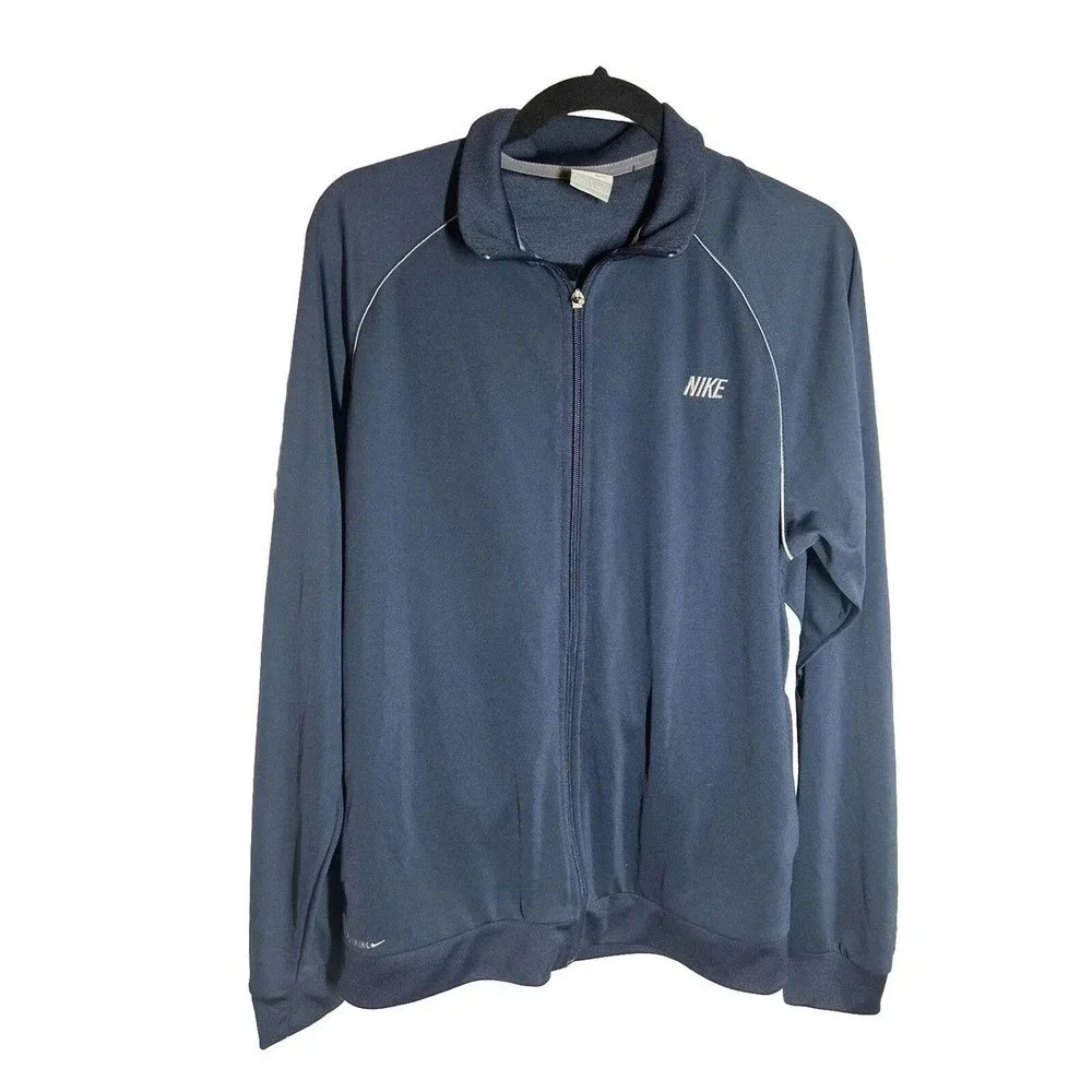 Nike Jacket Adult Mens Large Blue Full Zip Basketball Warm Up Workout Gym